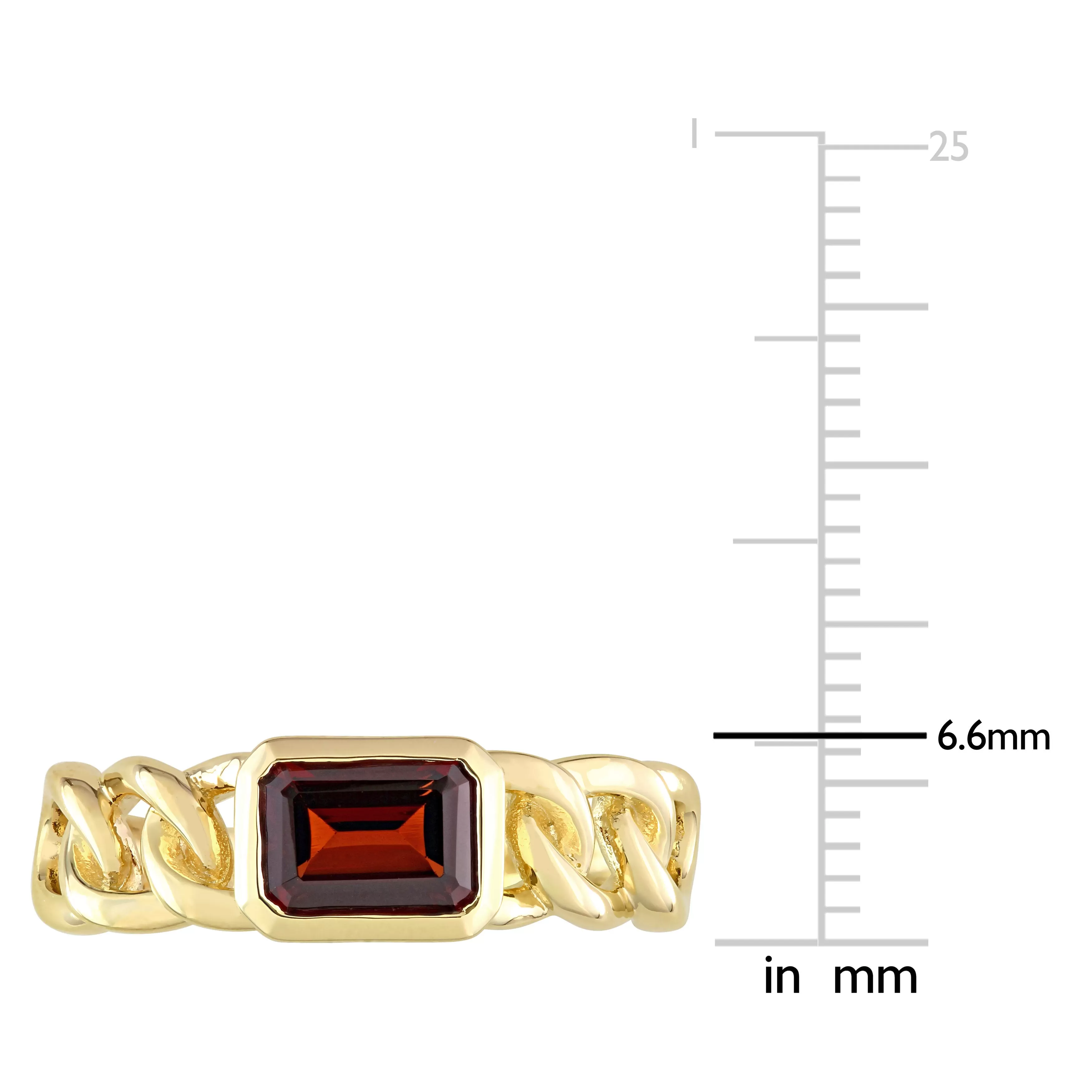 1 1/4 CT TGW Octagon Garnet Link Ring in 10k Yellow Gold