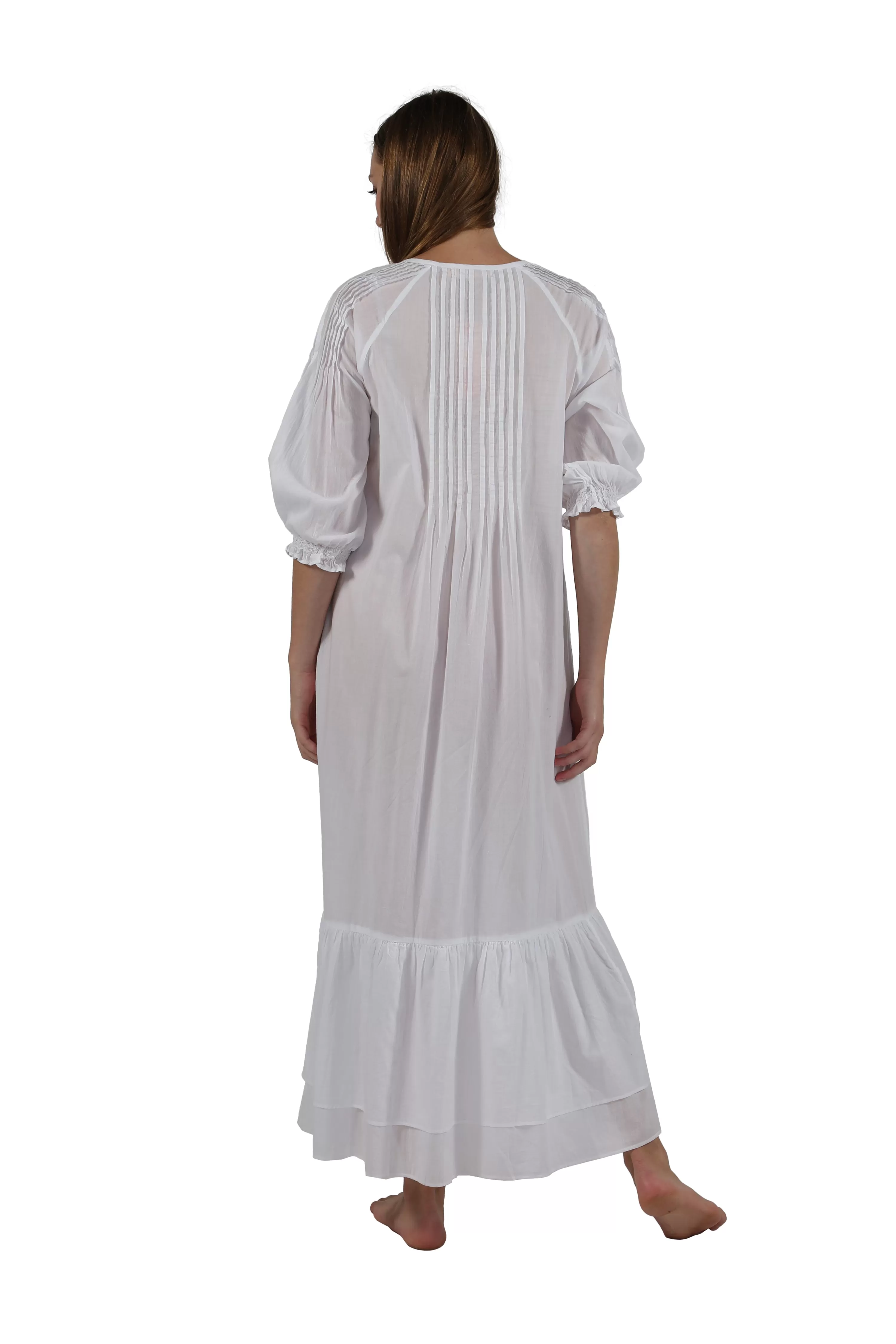 100% Cotton Embroidered Long Sleeve Gown