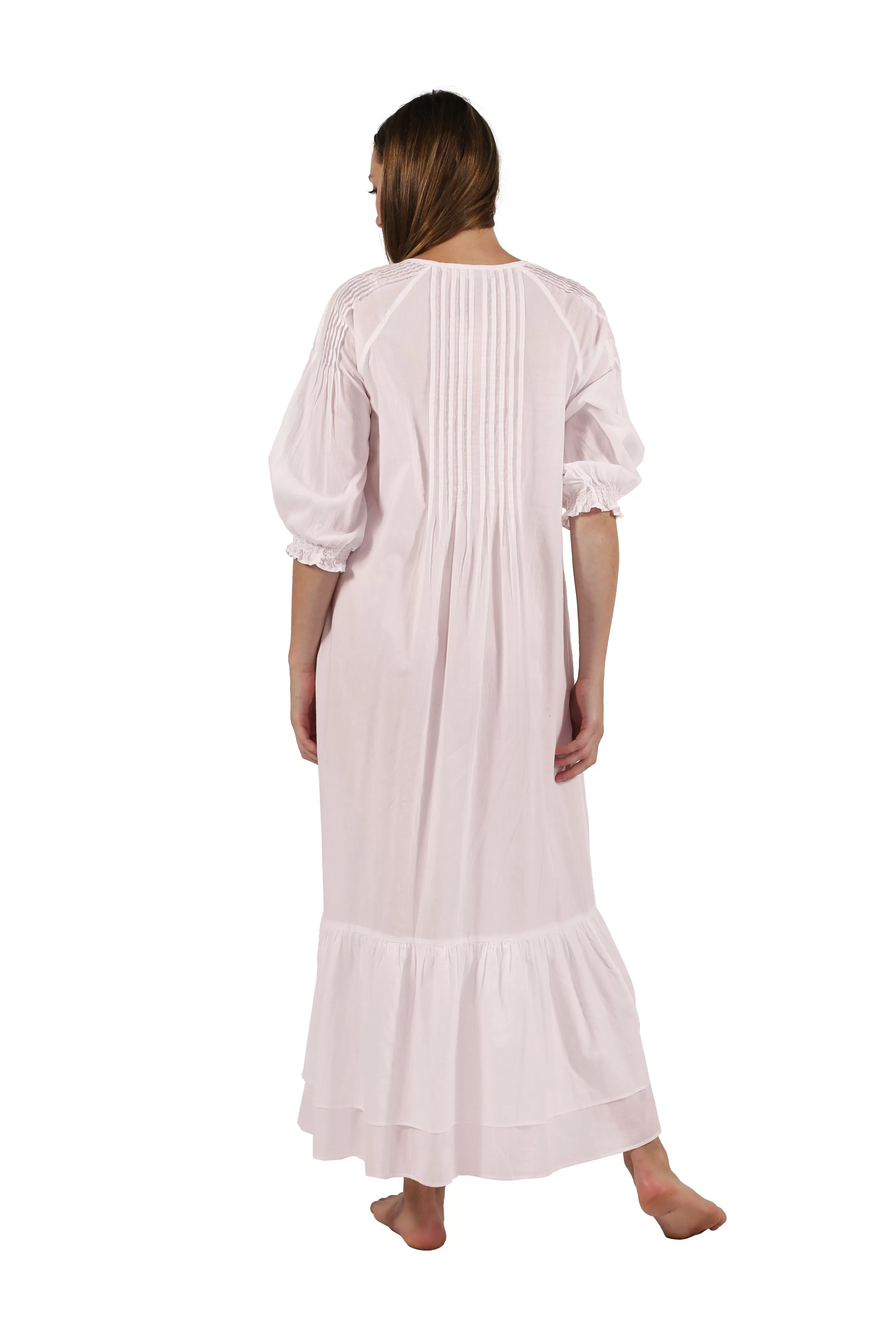 100% Cotton Embroidered Long Sleeve Gown