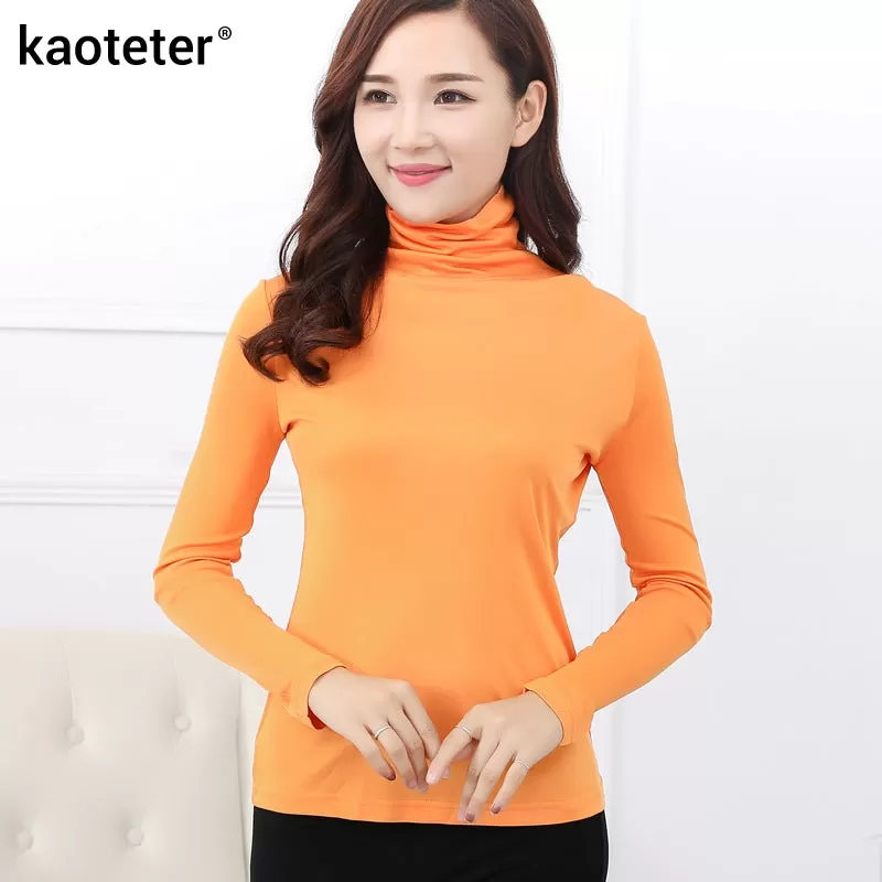 100% Pure Silk Women'S T-Shirts New Autumn Basic Long Sleeve Turn-Down Collar Casual Female Tees Shi