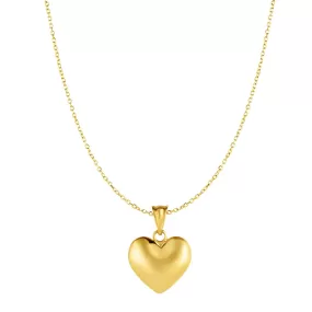 10K Gold Puffy Heart Necklace