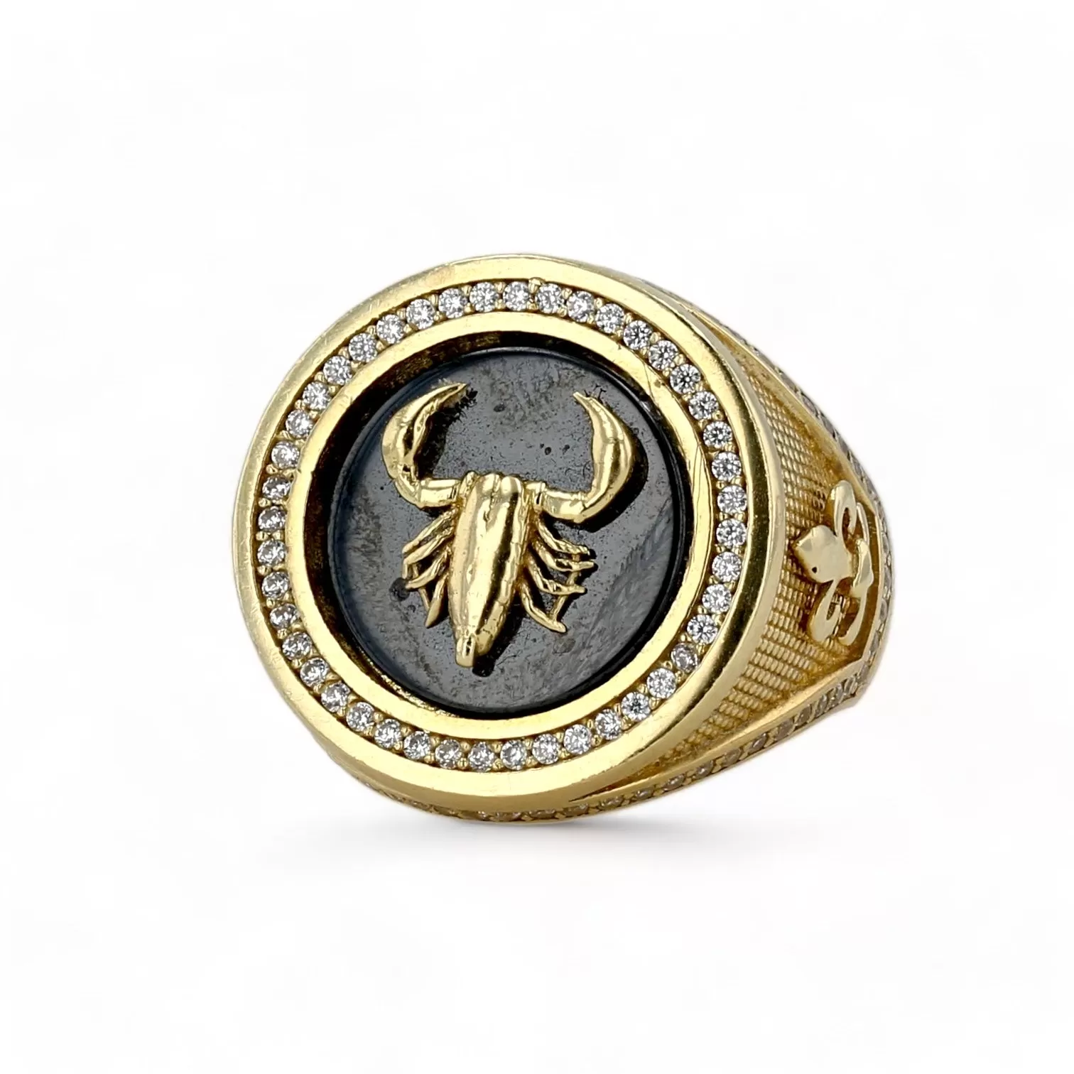 10k Yellow gold scorpion onyx ring-75927