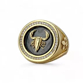 10k Yellow gold scorpion onyx ring-75927