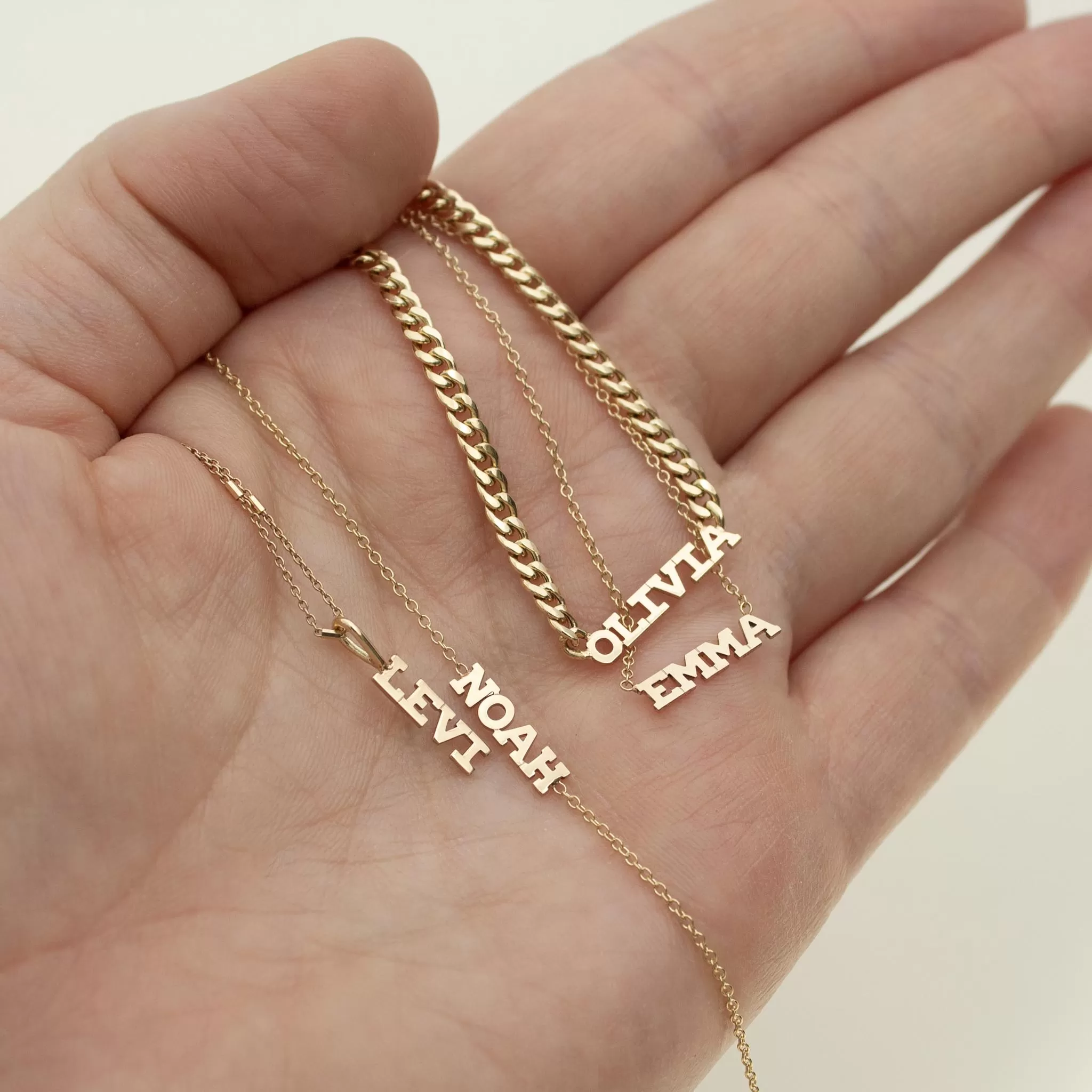 14k Gold Custom Itty Bitty Letters Curb Chain Necklace