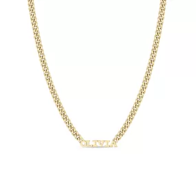 14k Gold Custom Itty Bitty Letters Curb Chain Necklace