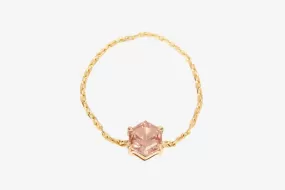 14k Gold Pink Tourmaline Hexagon Chain Ring