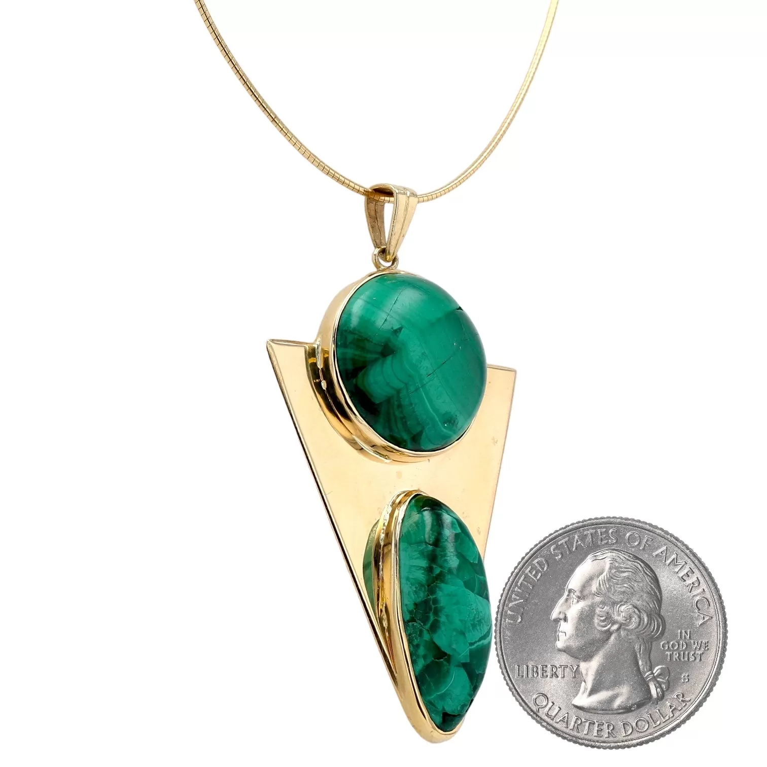 14k Yellow gold chocker arrow malachite arrow