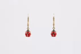 14k Yellow Gold Enamel Ladybug Dangle Earrings (1.82g.)