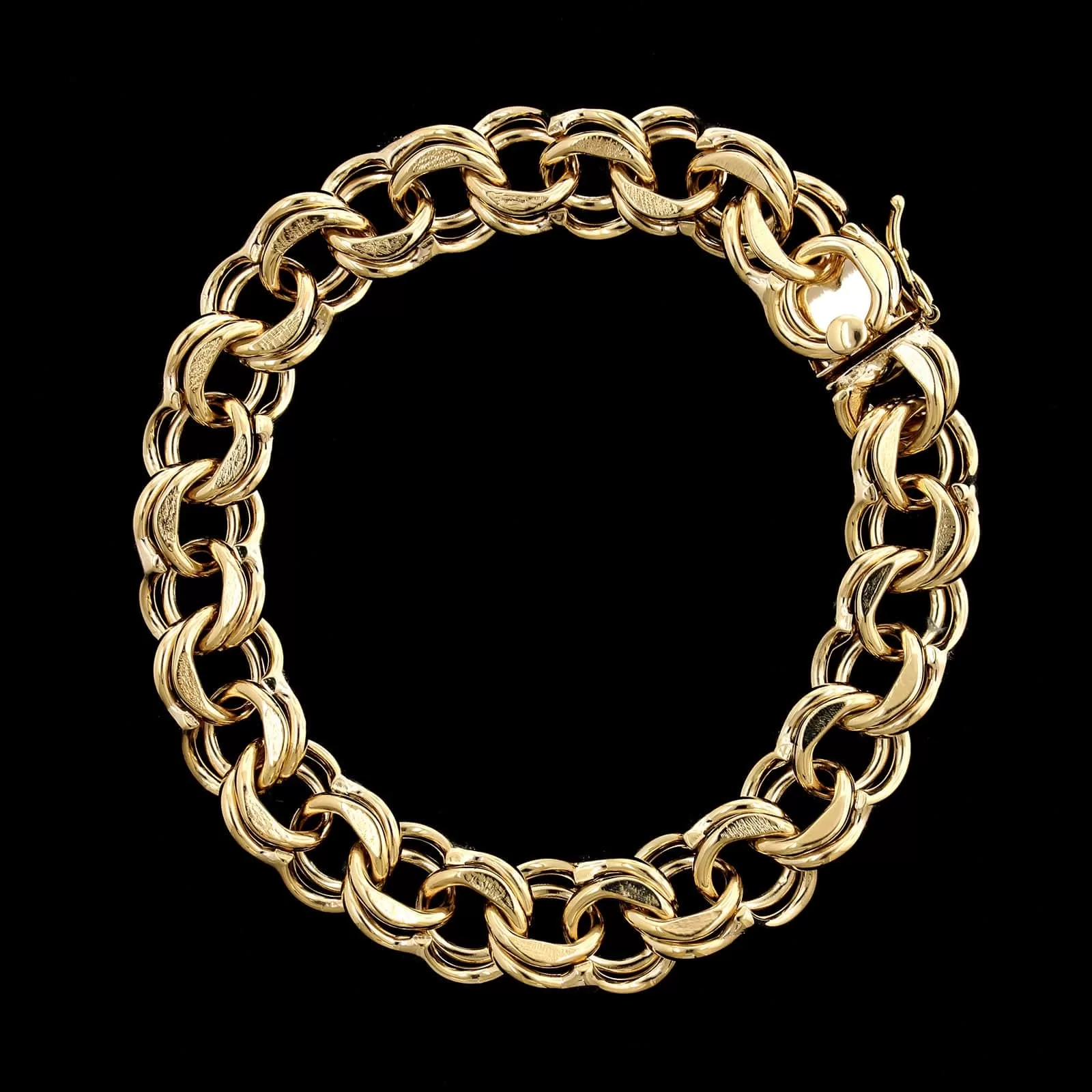 14K Yellow Gold Estate Double Link Charm Bracelet