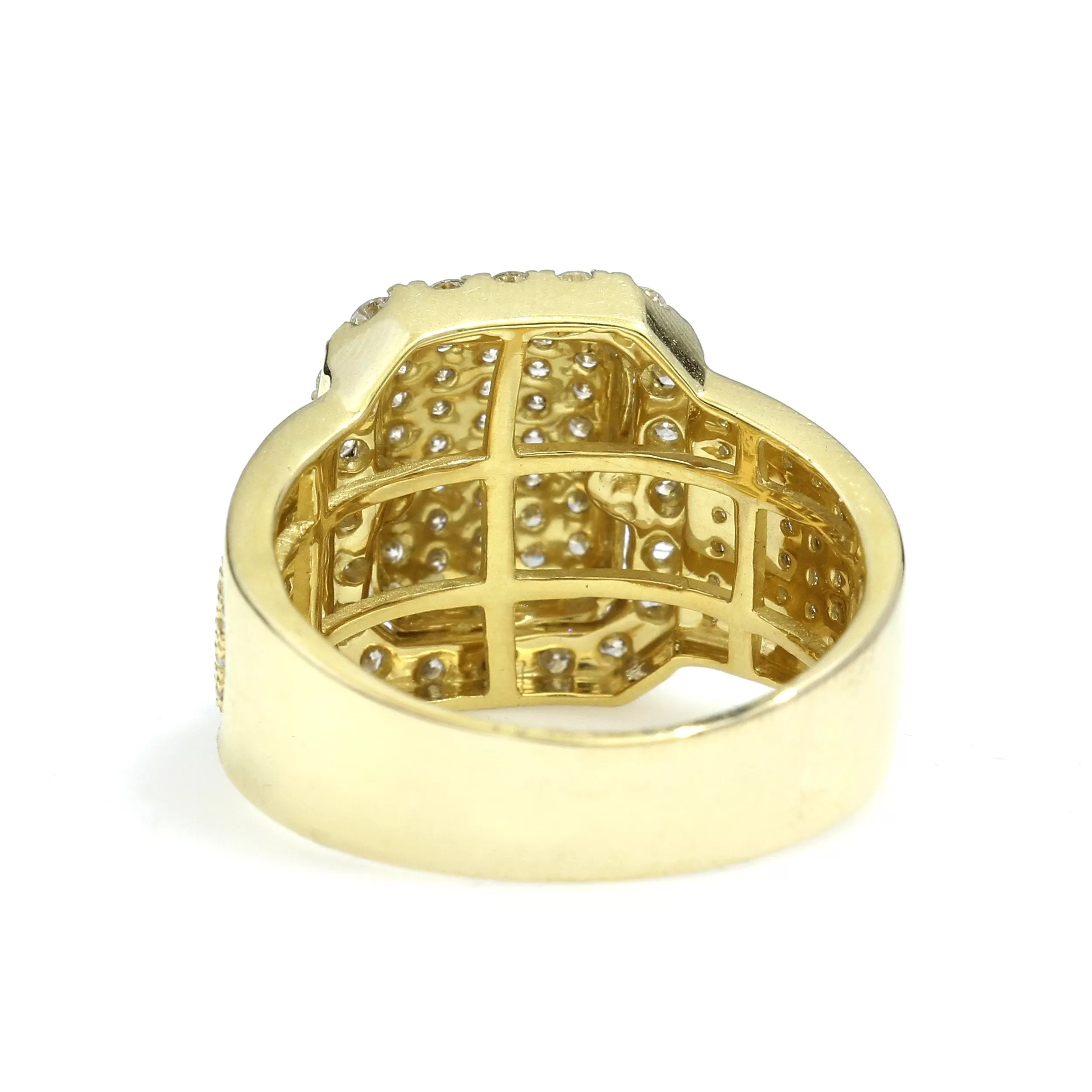 14K Yellow Gold Rectangle Pave Ring 2 Ctw