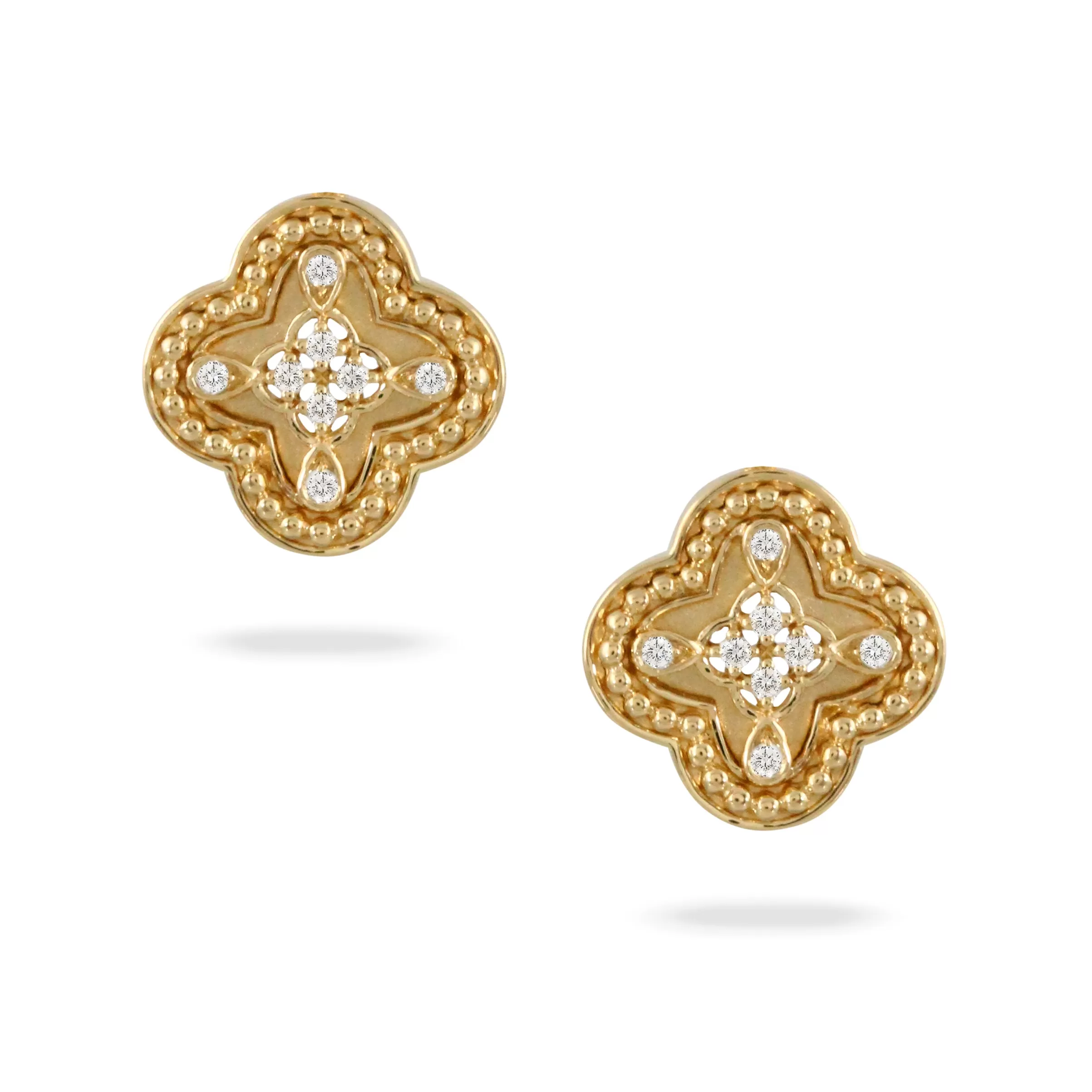 18k Clover Diamond Studs