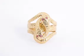 18k Yellow Gold 0.10tcw Ruby Entwined Snake Ring Size 8.5 (7.14g.)