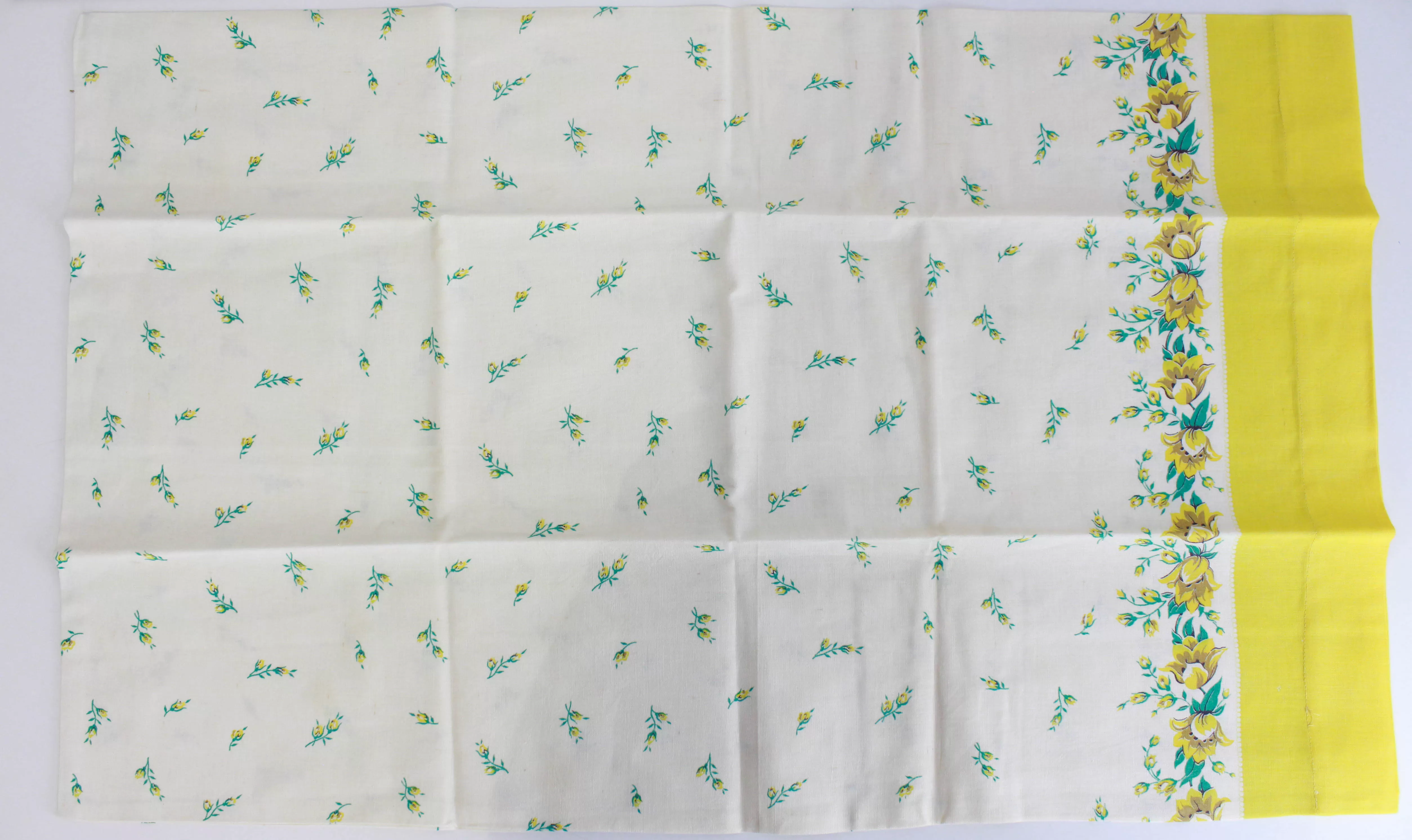 1940s Yellow Floral Print Feedsack Pillowcase (2 Available)