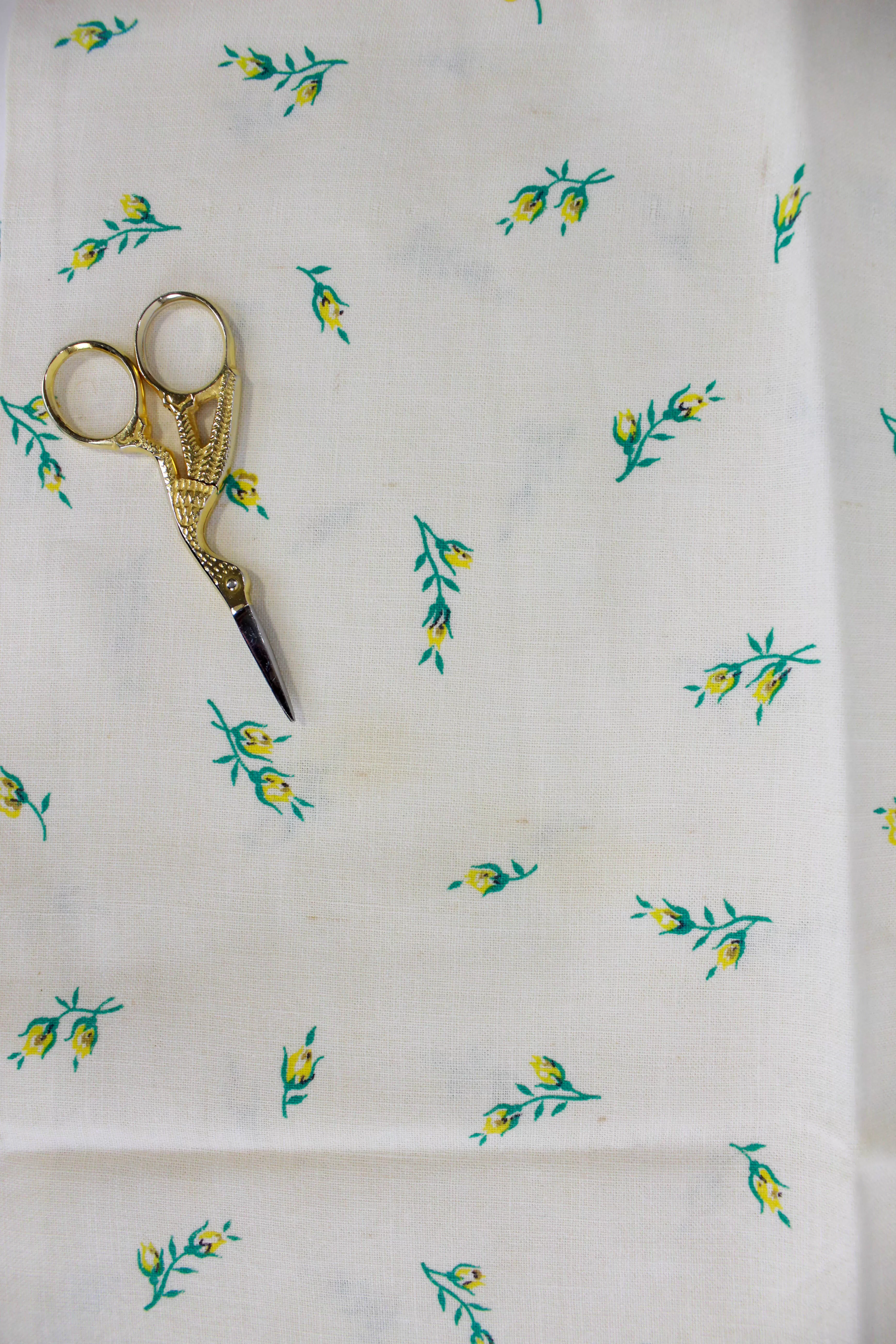 1940s Yellow Floral Print Feedsack Pillowcase (2 Available)