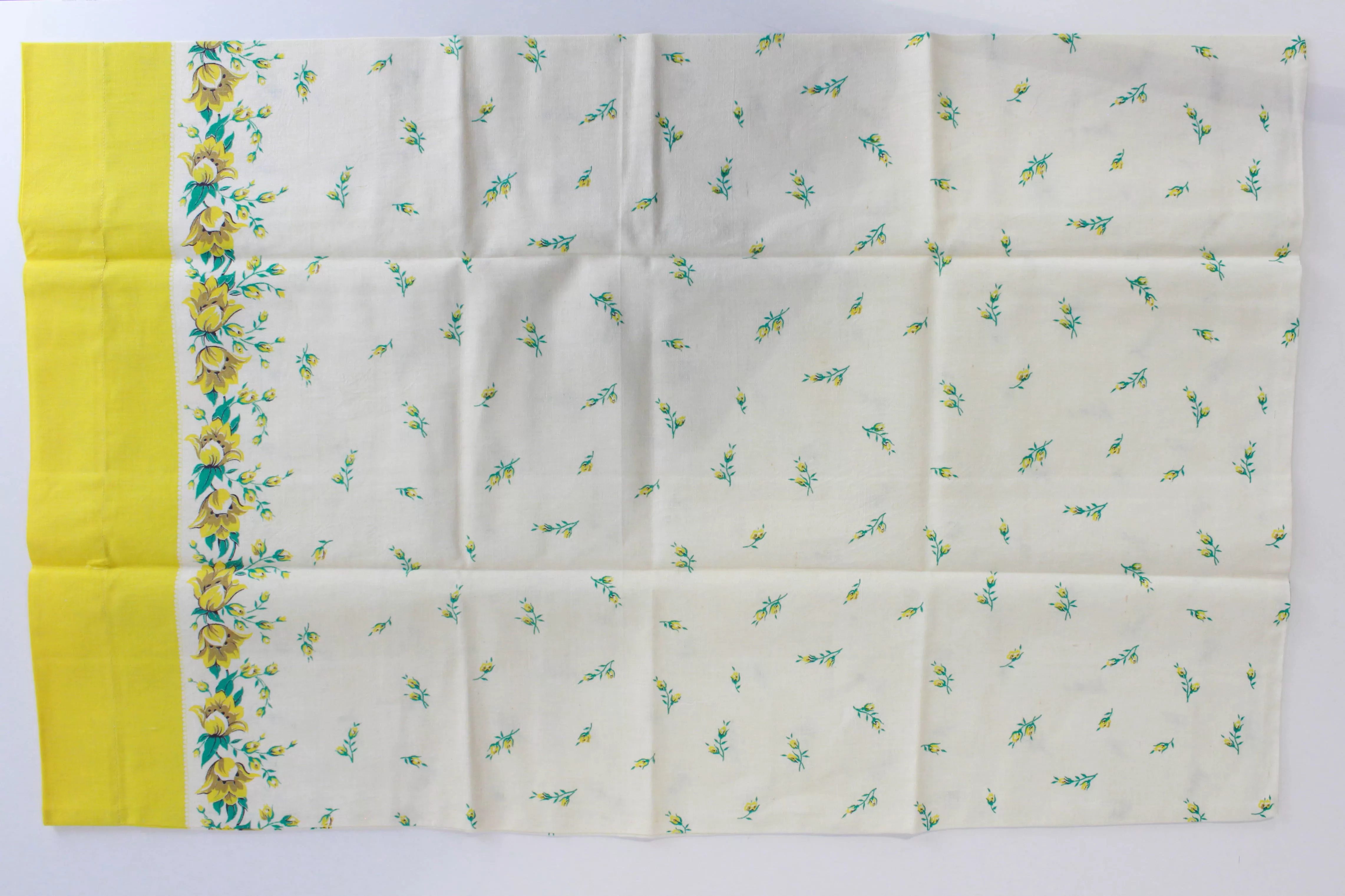 1940s Yellow Floral Print Feedsack Pillowcase (2 Available)