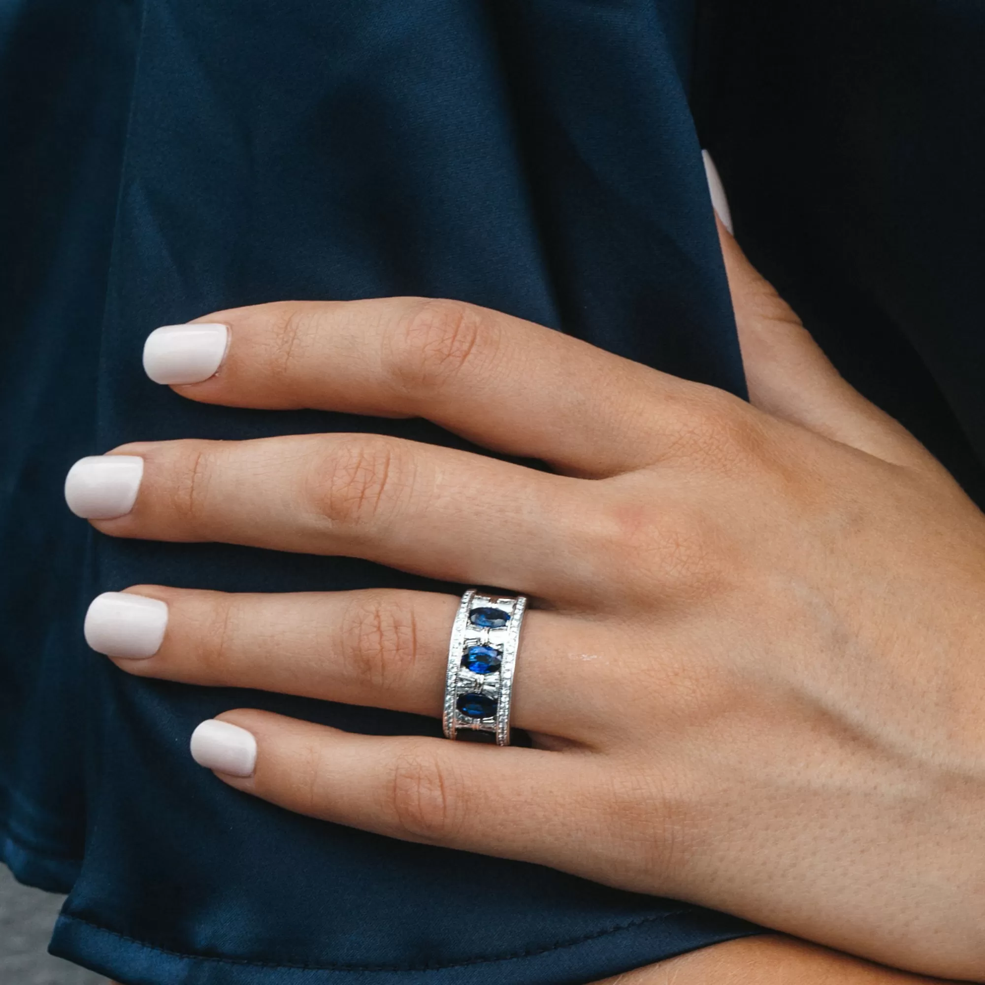 1.97ct Blue Sapphire & Diamond Ring