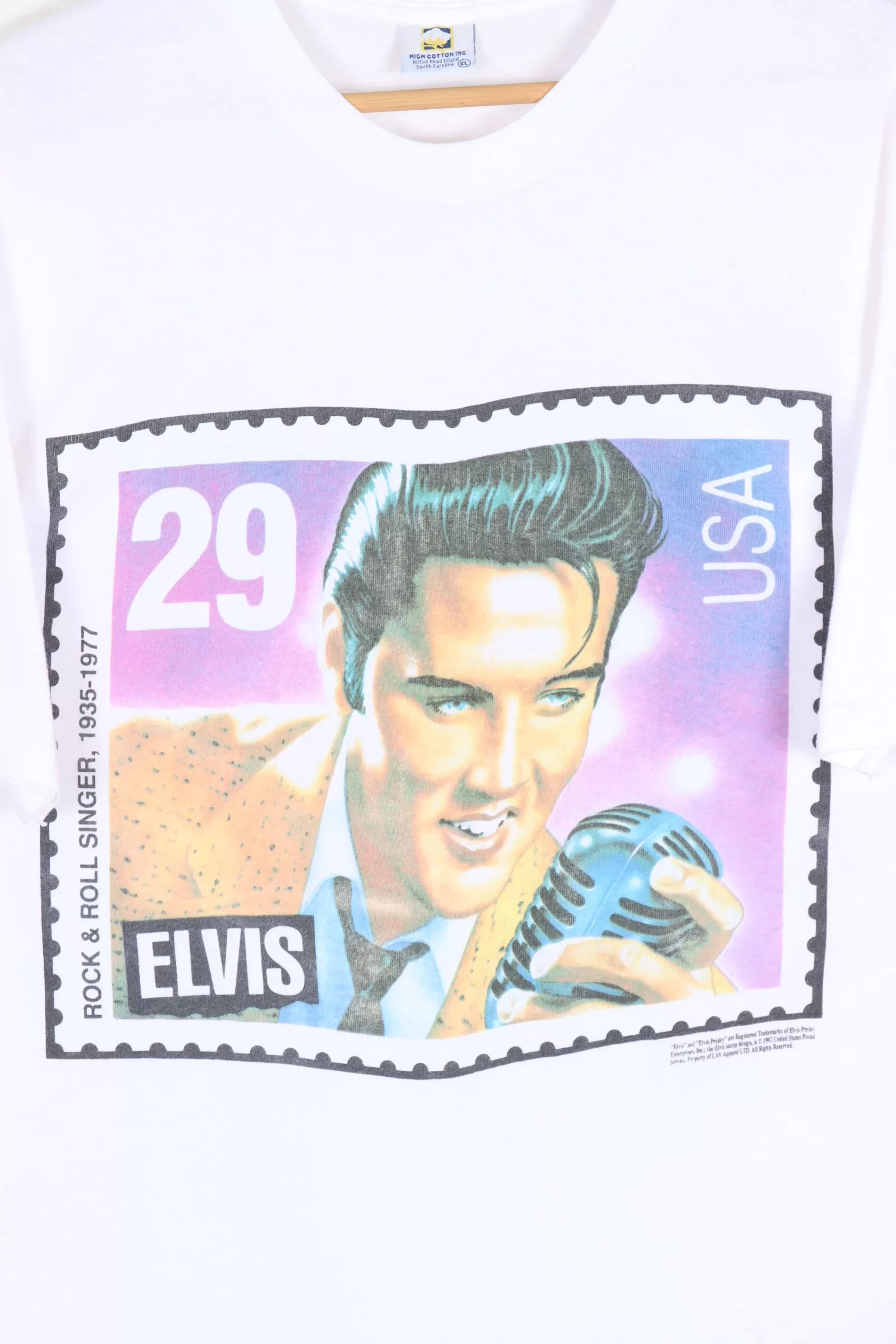 1992 Vintage ELVIS USA 'Rock & Roll' Colourful Merch Tee (M-L)