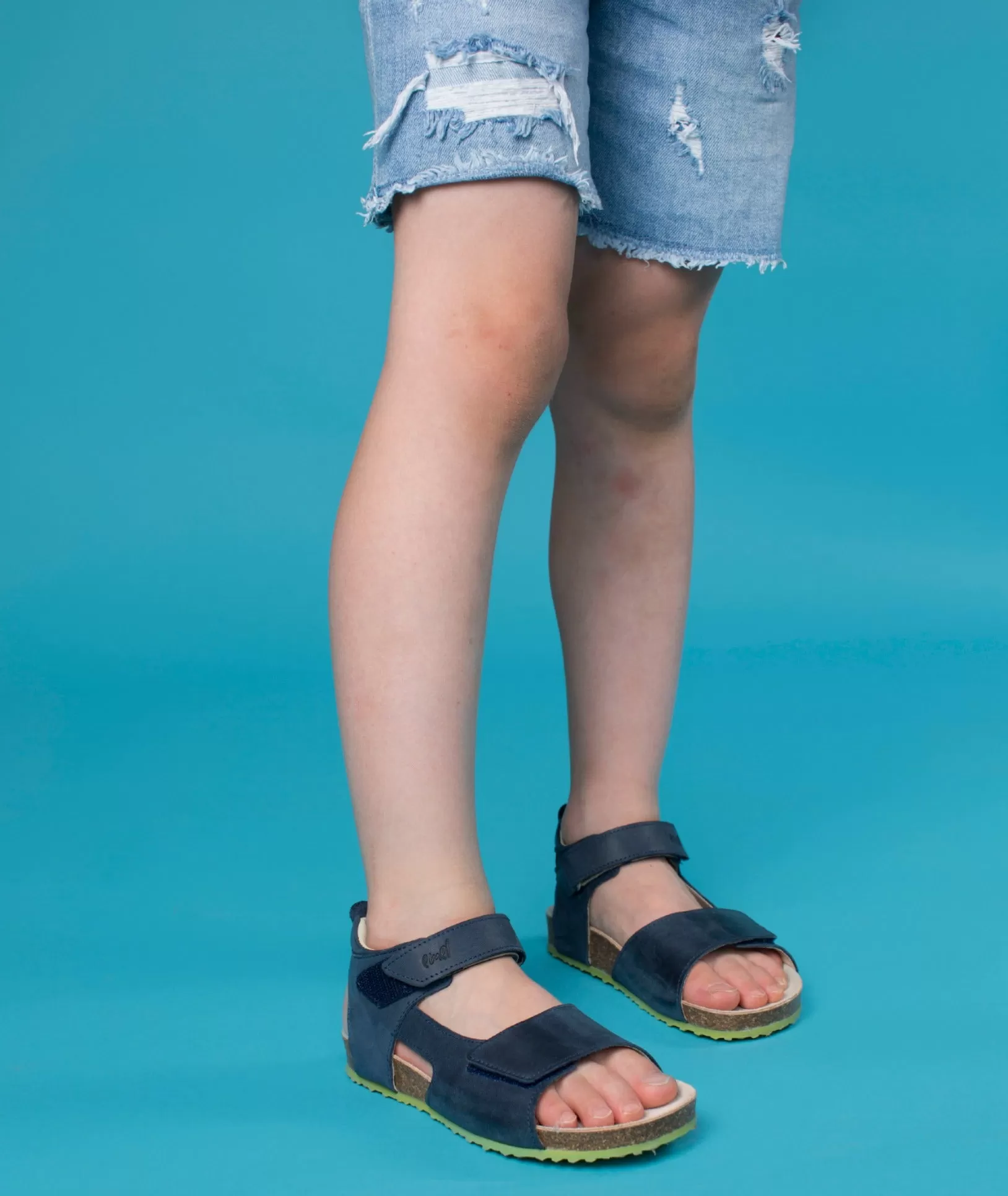 (2508-6/2509-6) Emel navy blue velcro sandals