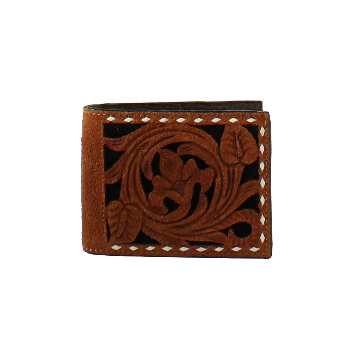 3D Belt Co Men's Floral Filigree Bifold Wallet - Brown