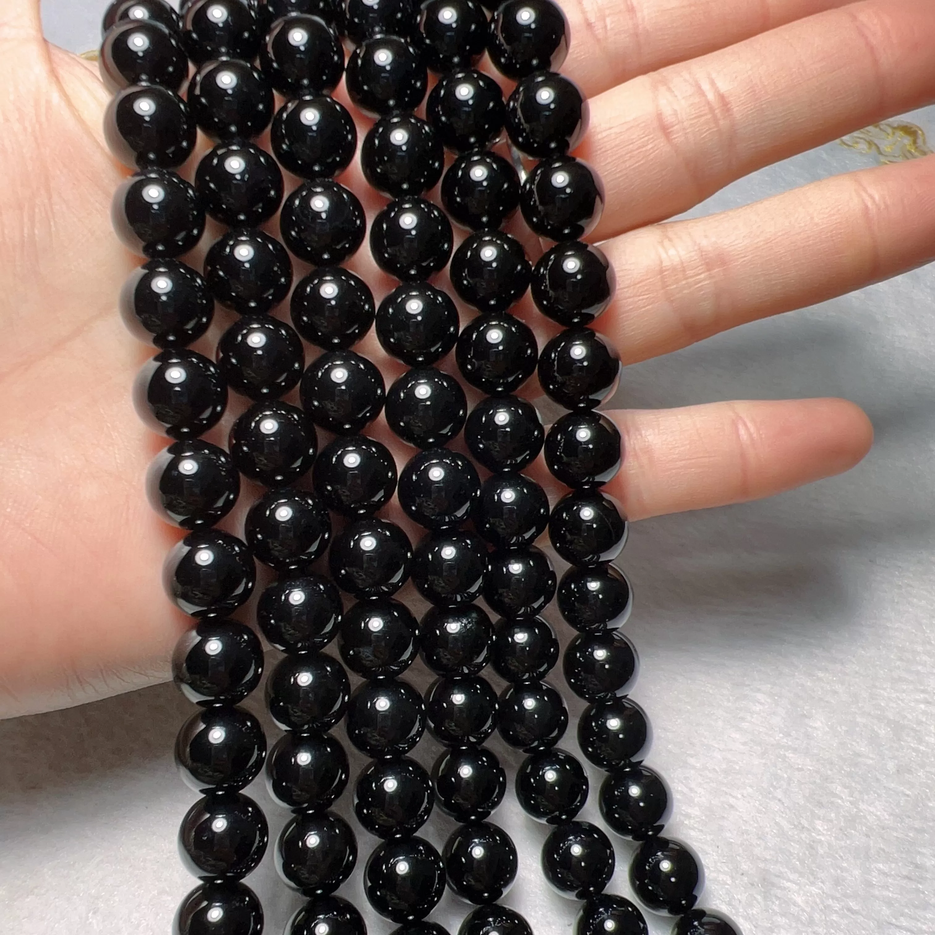 4-12mm Heat-treated Black Onyx Round Bead Strands for DIY Jewelry Project