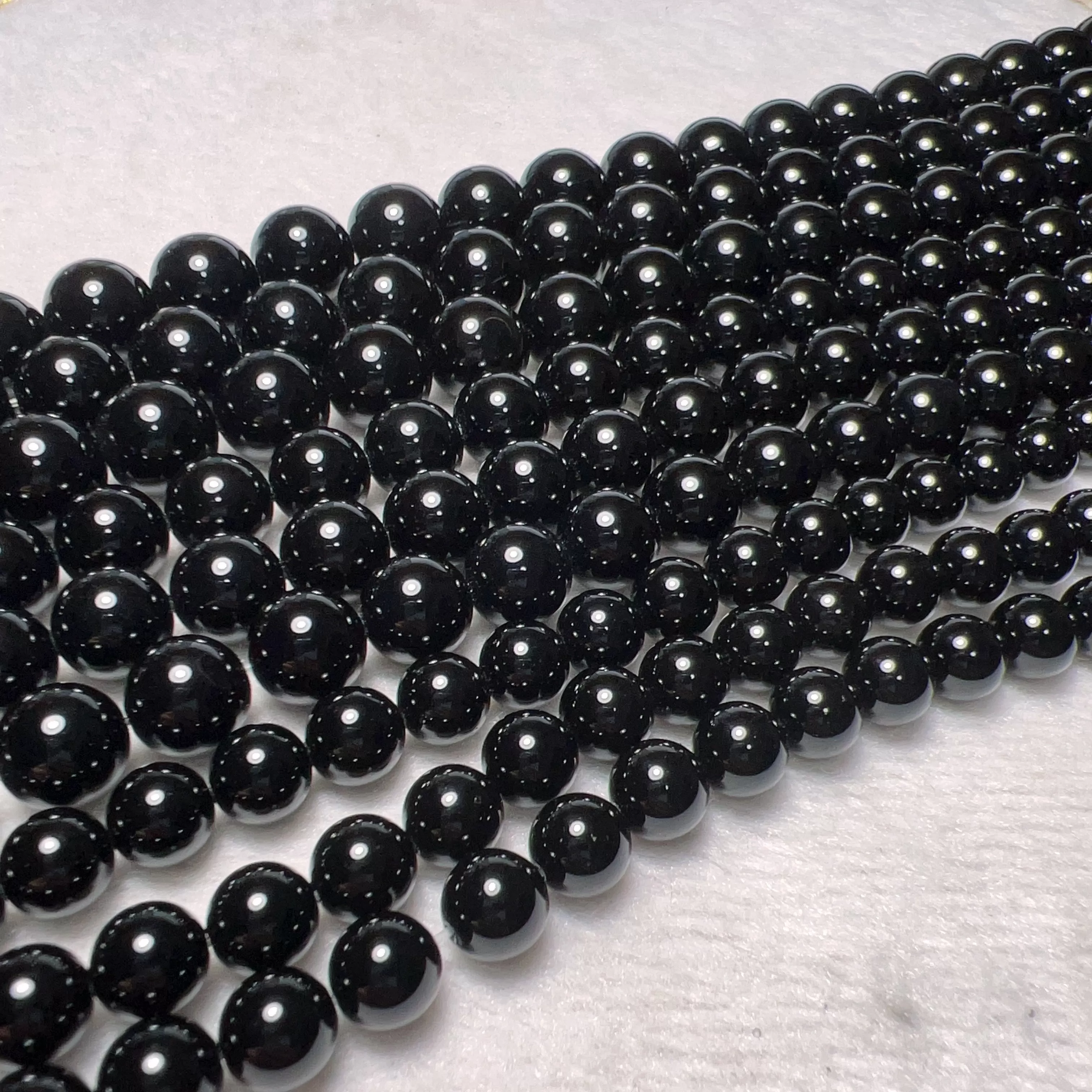 4-12mm Heat-treated Black Onyx Round Bead Strands for DIY Jewelry Project