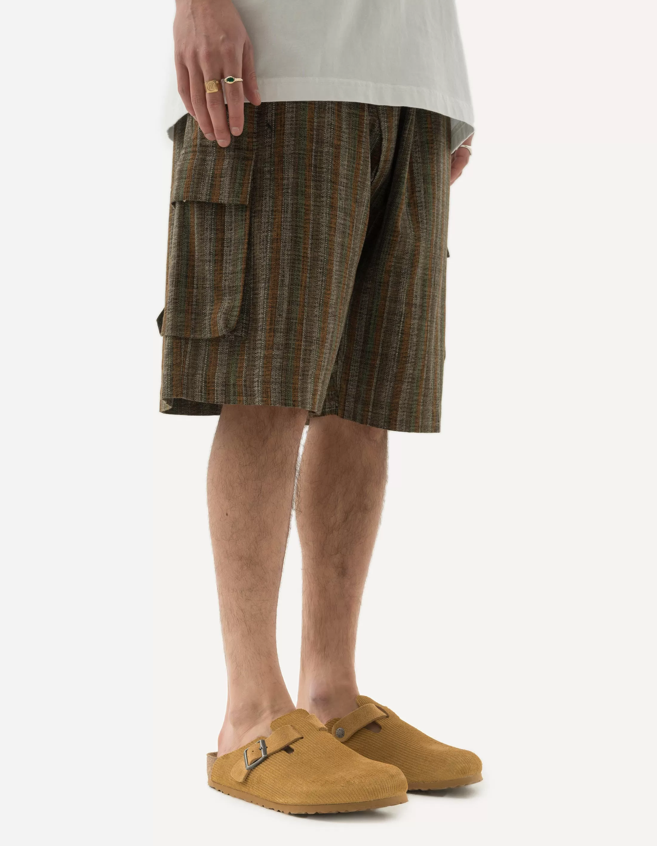 5117 Wagara Low Cargo Track Shorts Olive