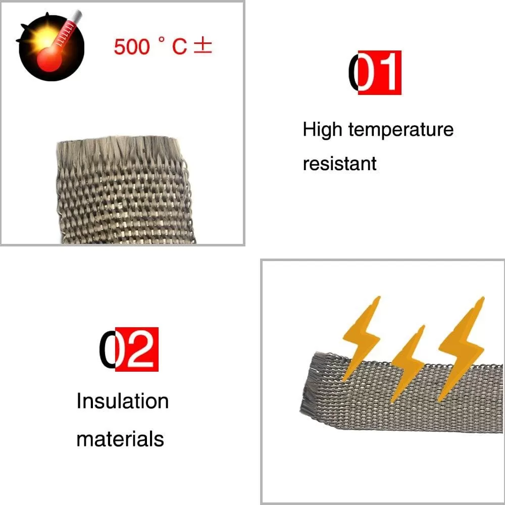 5M/10M/15M Thermal Exhaust Header Pipe Tape Heat Insulating Wrap Tape Fireproof Cloth Roll With Durable Steel Ties Kit