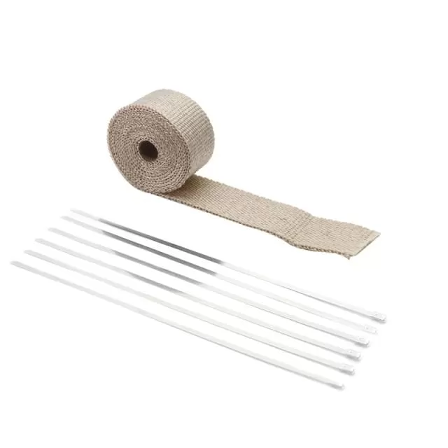 5M/10M/15M Thermal Exhaust Header Pipe Tape Heat Insulating Wrap Tape Fireproof Cloth Roll With Durable Steel Ties Kit