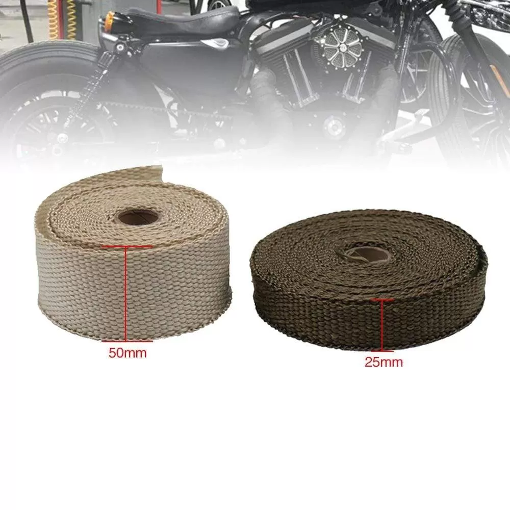 5M/10M/15M Thermal Exhaust Header Pipe Tape Heat Insulating Wrap Tape Fireproof Cloth Roll With Durable Steel Ties Kit