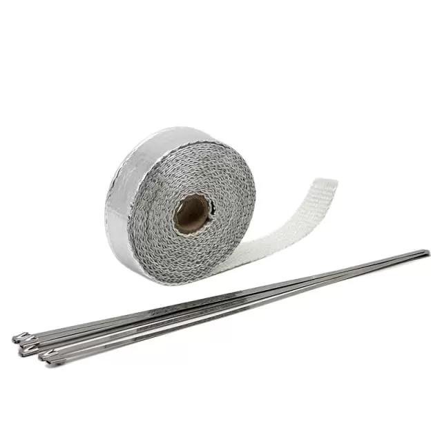 5M/10M/15M Thermal Exhaust Header Pipe Tape Heat Insulating Wrap Tape Fireproof Cloth Roll With Durable Steel Ties Kit