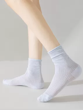 6 Pairs Woen Solid Thin Cotton Socks CX002