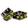 8mm Black Finish Squaredell - Olivine (Sold by the piece)