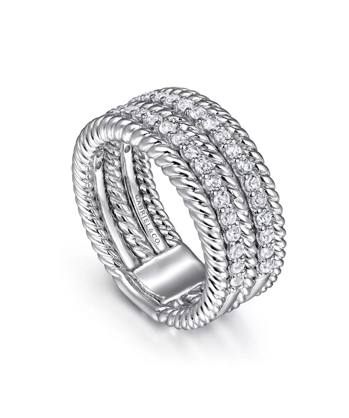 925 Sterling Silver White Sapphire Hampton Easy Stacklable Band Ladies Ring