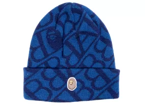 A Bathing Ape Sport Monogram Knit Cap in Blue xld