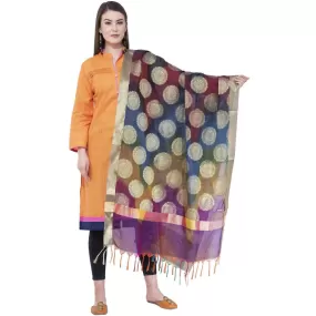 A R Silk Women's Zari Embroidery With Rainbow Colour Vanarsi Silk Rainbow Multi Dupattas and Chunnis