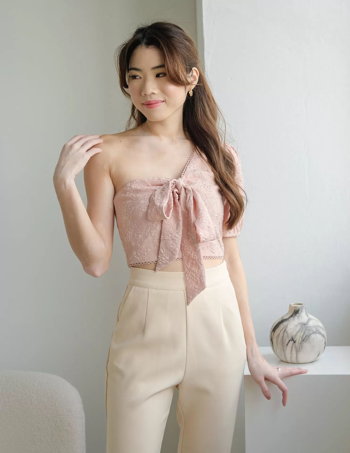 Abigail Jacquard Top in Pink