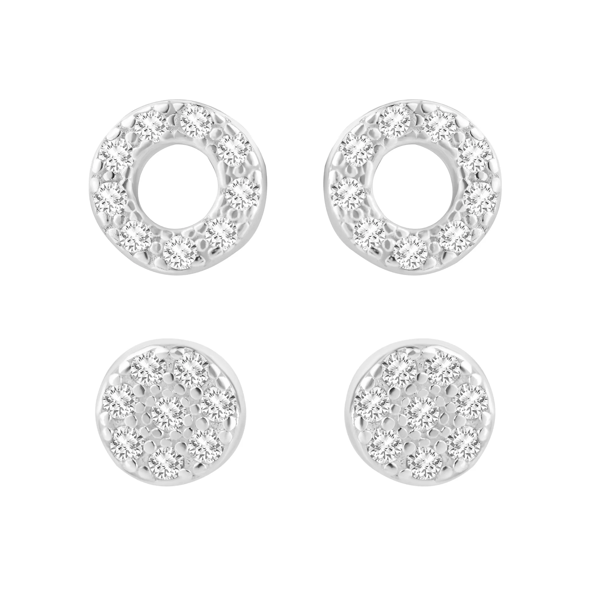 Accessorize London Women's 925 Sterling Silver Hallmark Cubic Zirconia Studs Earrings Pack Of Two