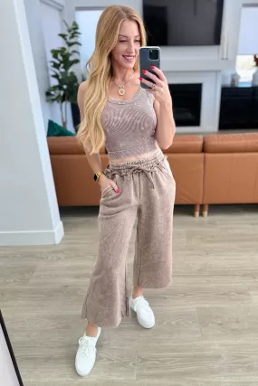 Acid Wash Wide Leg Sweatpants in Mocha - 4/10