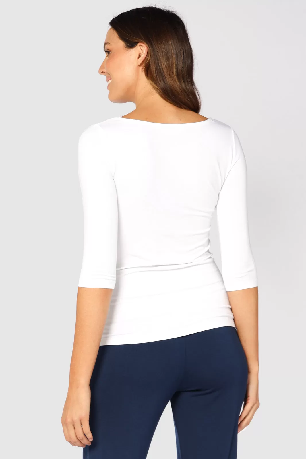 Ada Bamboo Boatneck Top - White