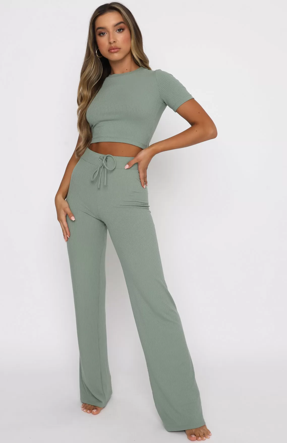 Adore You Ribbed Pants Sage