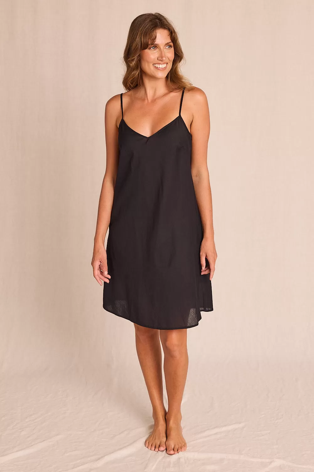 Adrift Cotton Slip in Black