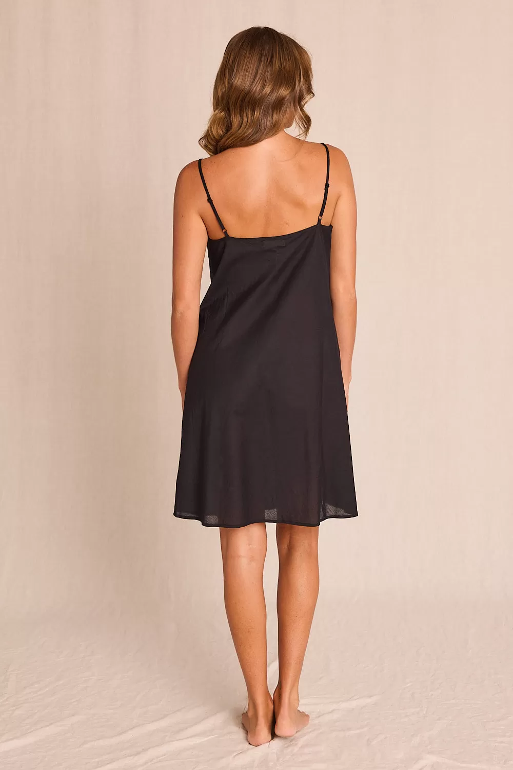 Adrift Cotton Slip in Black