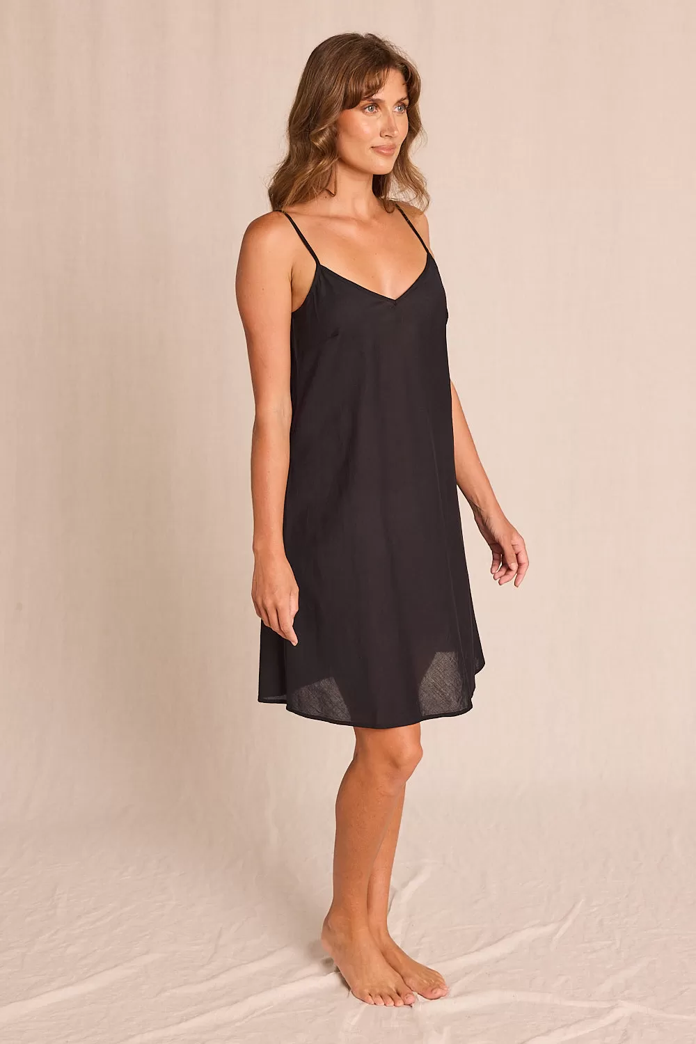 Adrift Cotton Slip in Black