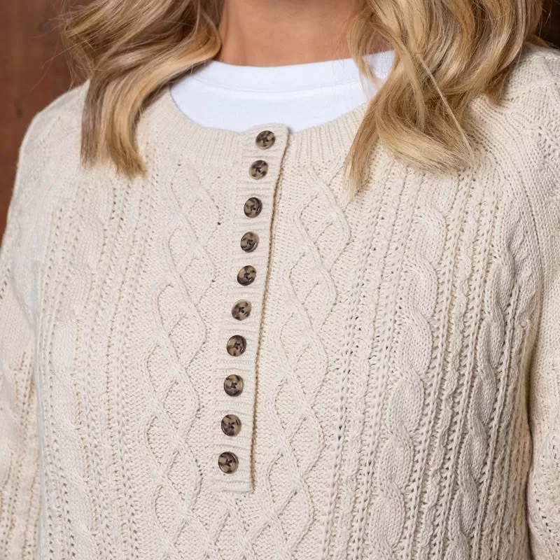 African Luxury Cable Pullover Knit Ivory