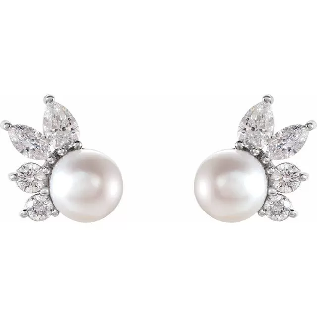 Akoya Pearl and Diamond Earrings