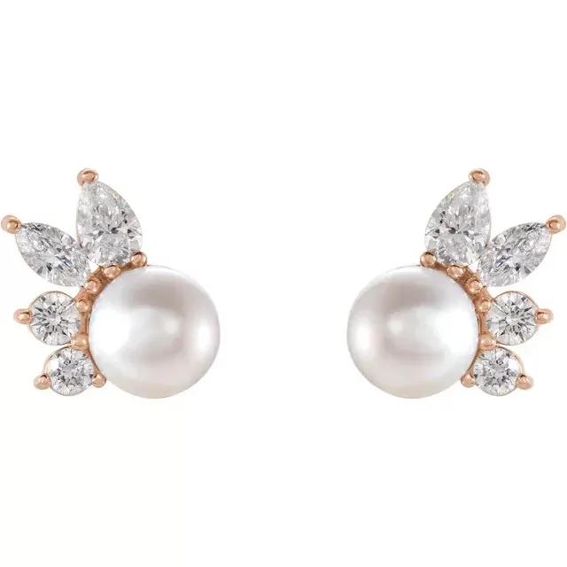 Akoya Pearl and Diamond Earrings