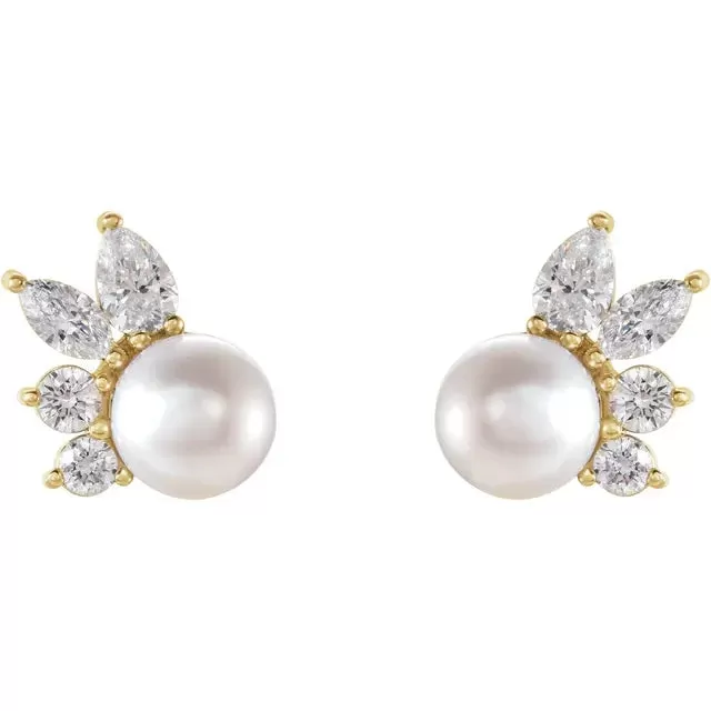 Akoya Pearl and Diamond Earrings