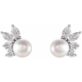 Akoya Pearl and Diamond Earrings