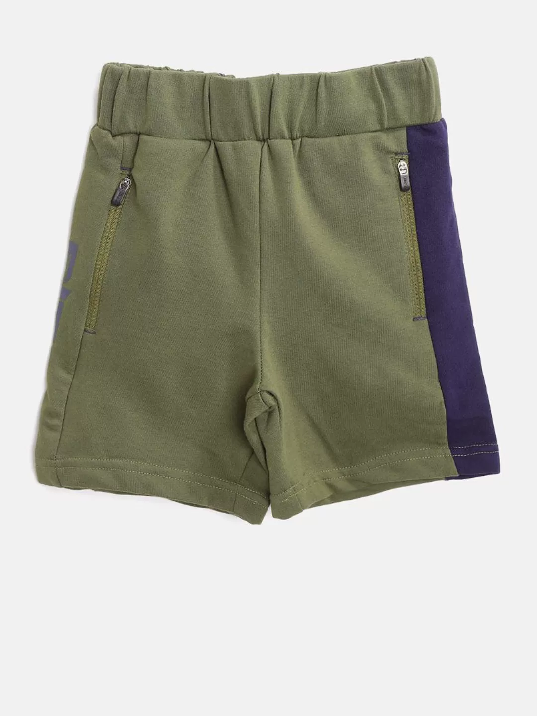 Alcis Boys Olive Green Solid Slim Fit Sports Shorts