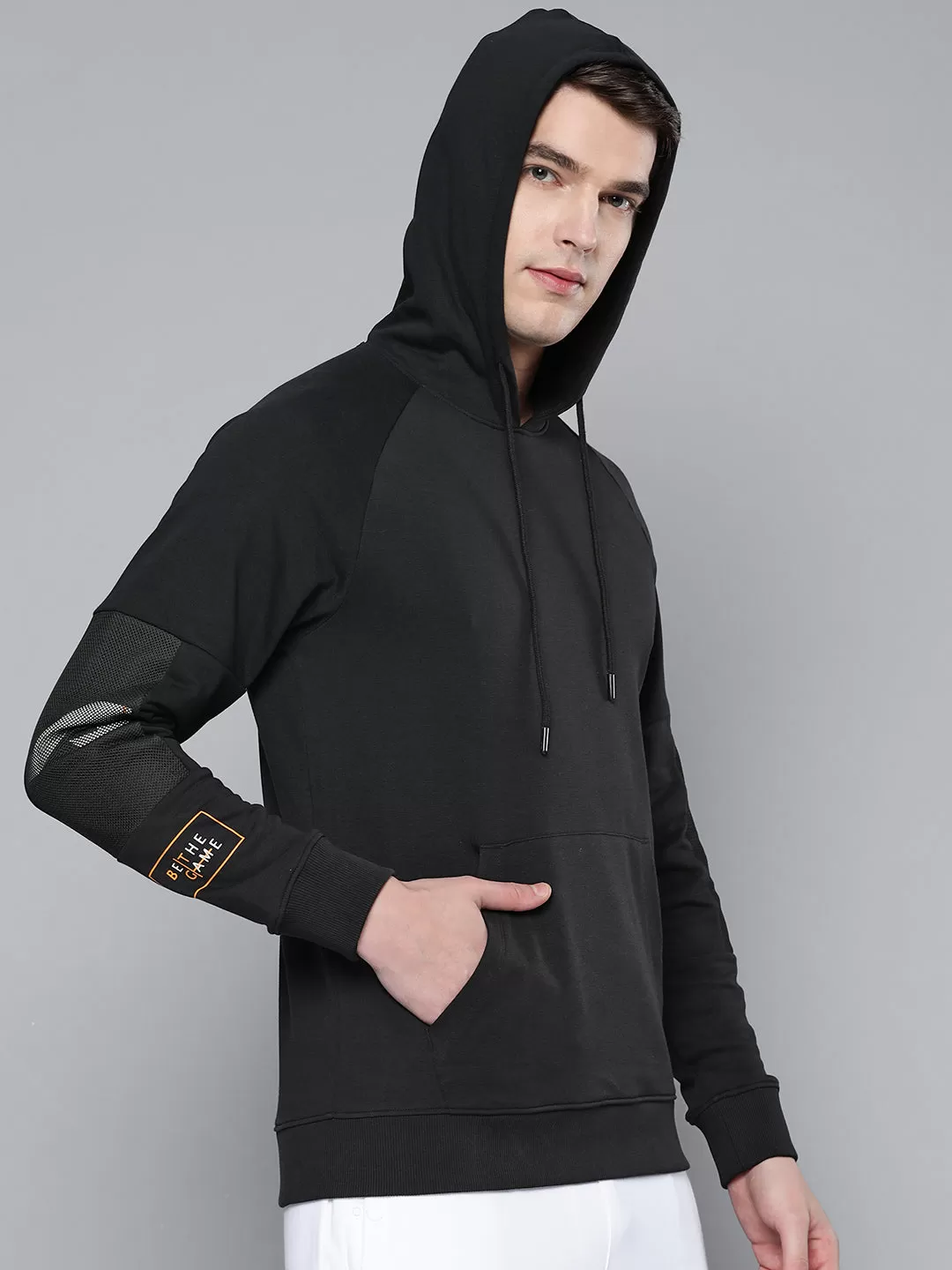 Alcis Men Black Solid Hooded Sweatshirt